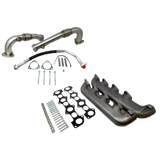 Dieselr High Flow Up Pipe and Exhaust Manifold Kit w/ A/C Line Ford Powerstroke 6.4L (2008-2010)