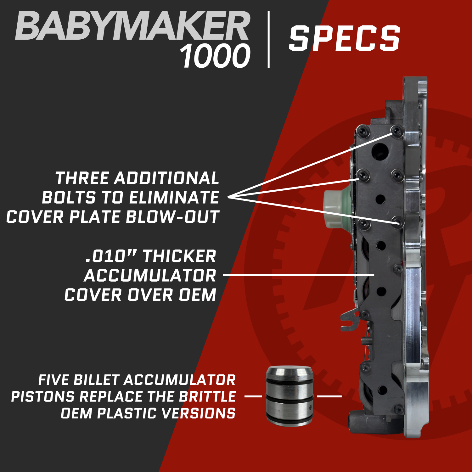 68RFE High Performance Valve Body 2007.5-2018, aka “BabyMaker 1000”