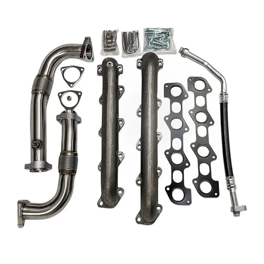 Dieselr High Flow Up Pipe and Exhaust Manifold Kit w/ A/C Line Ford Powerstroke 6.4L (2008-2010)